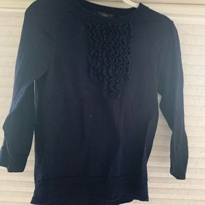 J. Crew Navy ruffled sweater
